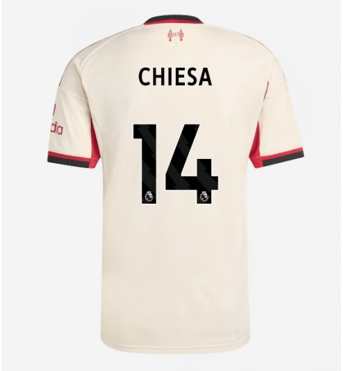 Moške Nogometnih dresov Liverpool Federico Chiesa #14 Gostujoči 2025-26 Kratki rokavi Moške Nogometnih dresov Liverpool Federico Chiesa #14 Gostujoči 2025-26 Kratki rokavi